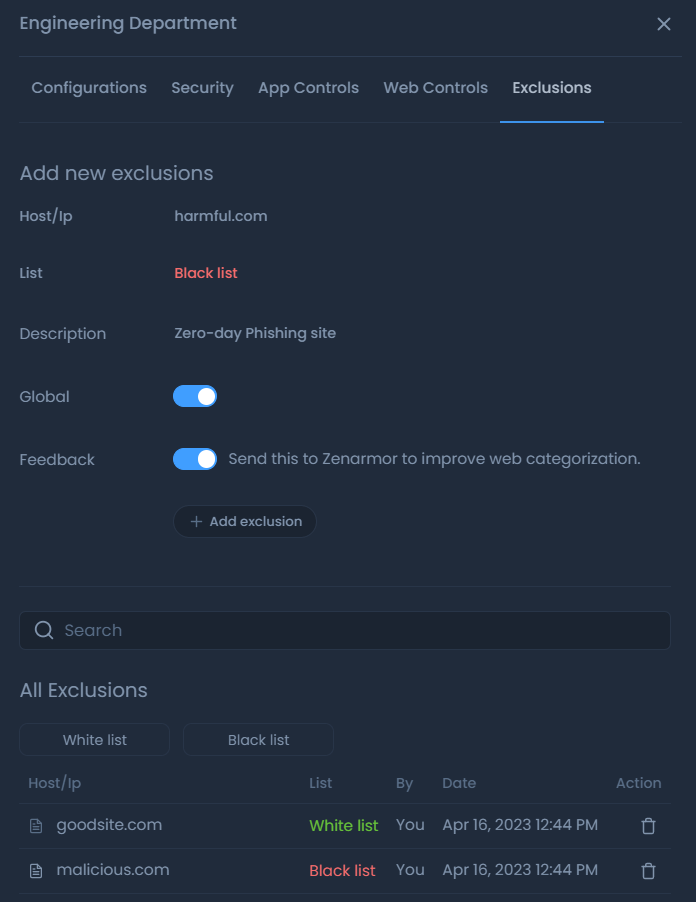 Exclusion Tab Exclusion Tab