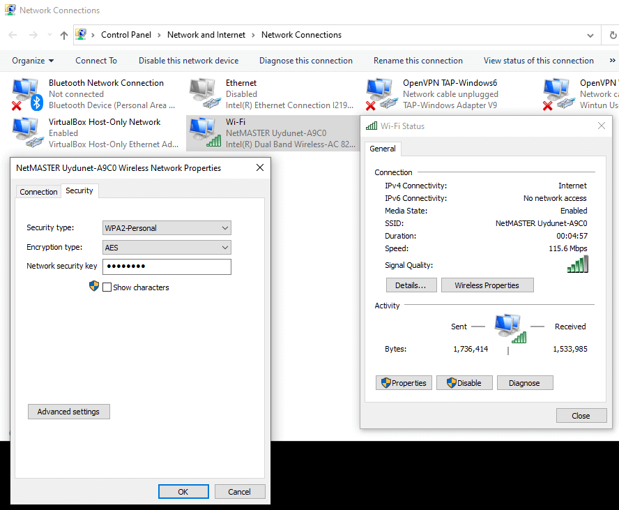 Viewing Network Security Key on Windows 10 Viewing Network Security Key on Windows 10