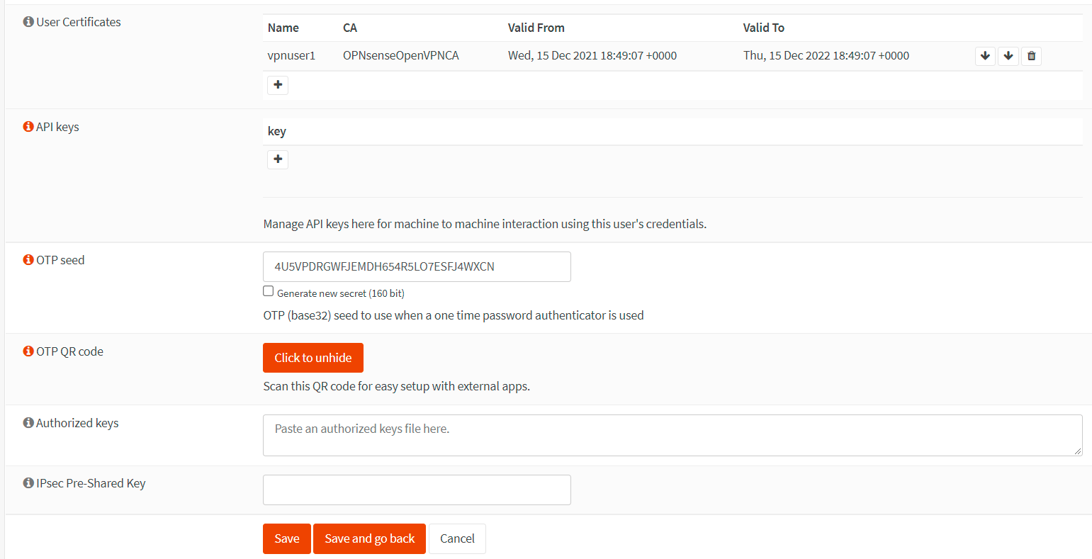 Activating OTP seed in OPNsense