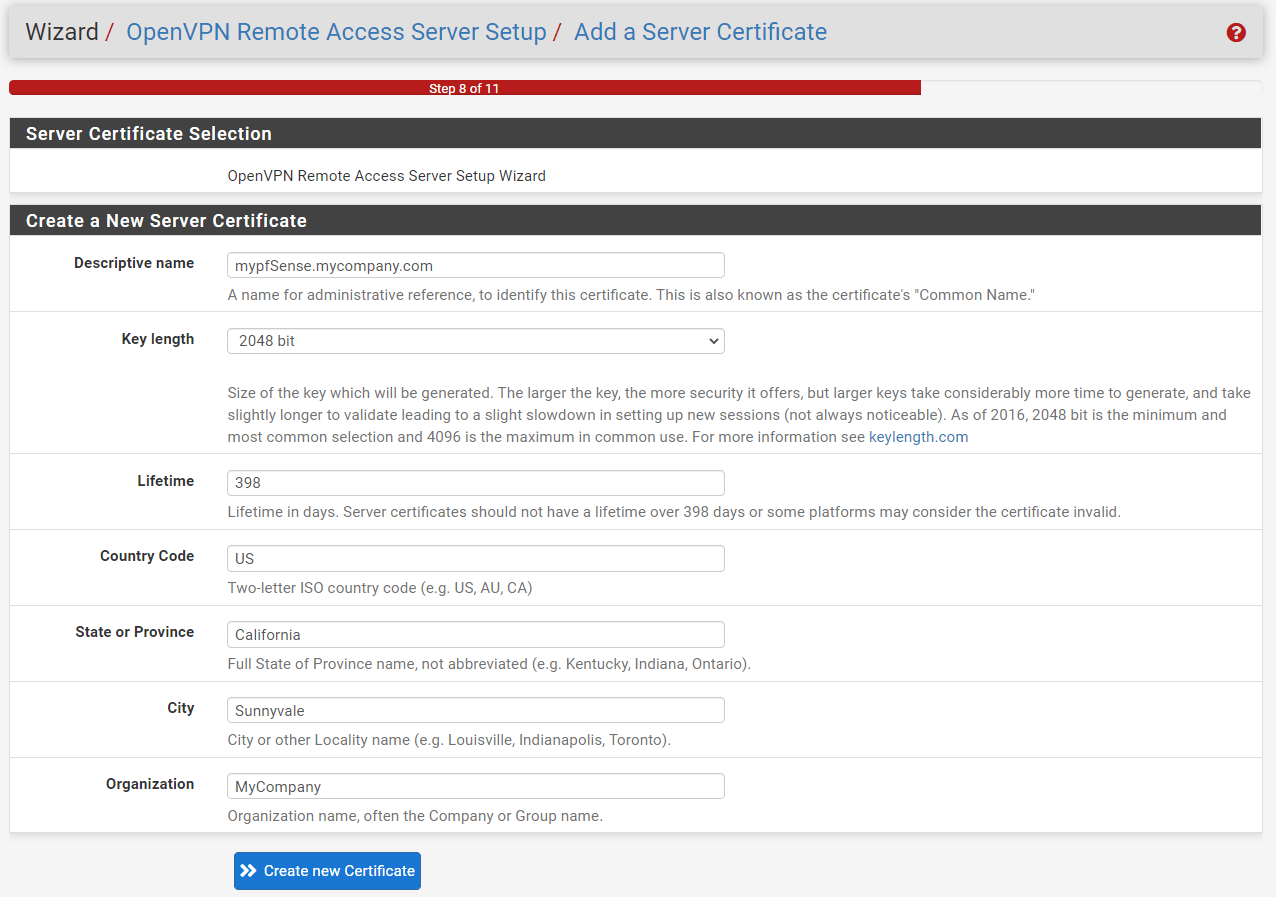 Creating Server Certificate on pfSense Creating Server Certificate on pfSense