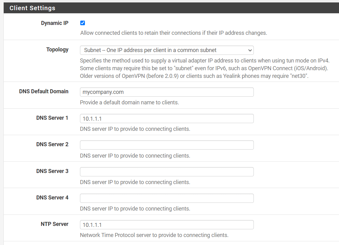 OpenVPN Client Settings on pfSense OpenVPN Client Settings on pfSense