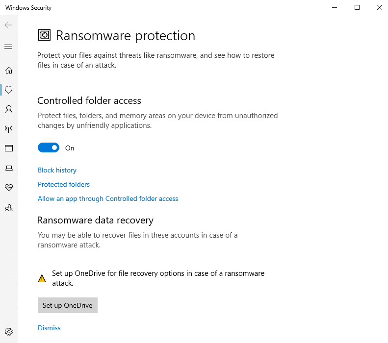 Ransomware protection on Windows 10