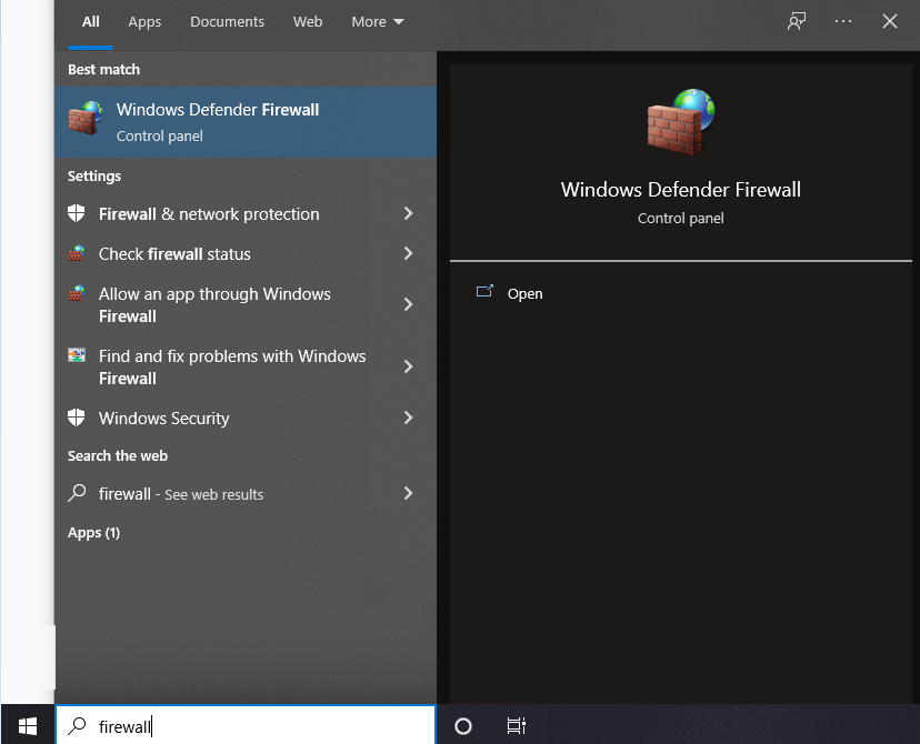 Searching & Launching Windows Defender Firewall Searching & Launching Windows Defender Firewall