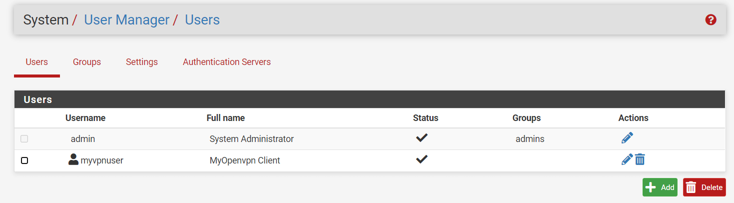 Local users on pfSense Local users on pfSense