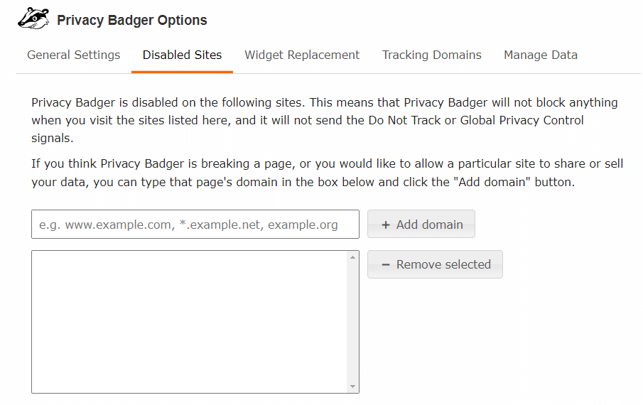Privacy Badger Disabled Sites Privacy Badger Disabled Sites