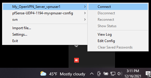 Connecting to the OPNsense OpenVPN server from Windows 10 client OpenVPN GUI Connecting to the OPNsense OpenVPN server from Windows 10 client via OpenVPN GUI