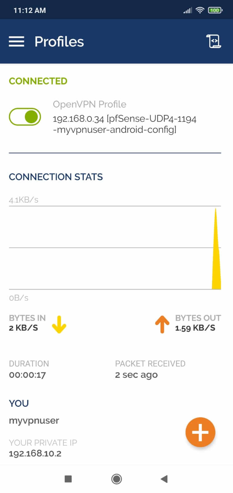 Connected OpenVPN Client on Android Connected OpenVPN Client on Android