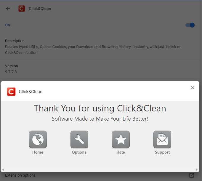 Accessing the Click&Clean Options menu Accessing the Click&Clean Options menu