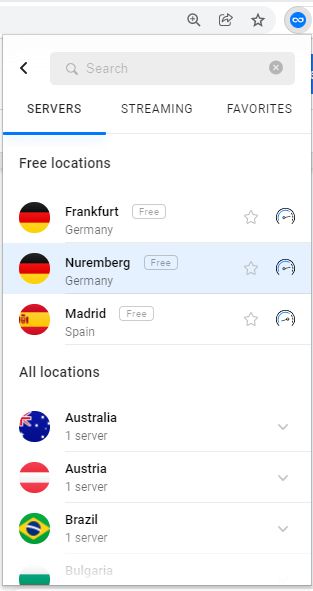Selecting a free uVPN server Selecting a free uVPN server