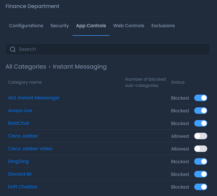 Blocking an Application Blocking Individual Application