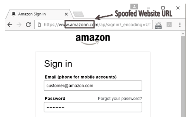 Website spoofing attack Website spoofing attack