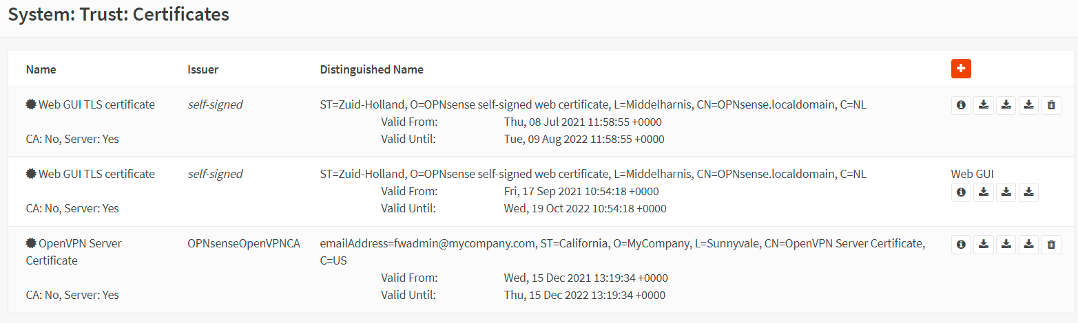 Managing Server Certificates in OPNsense