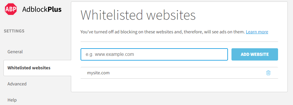 Managing Whitelisted Websites Managing Whitelisted Websites