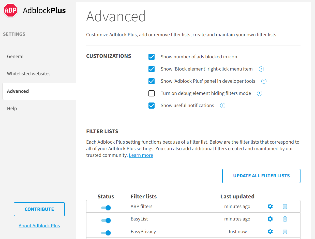 AdBlock Plus customization AdBlock Plus customization