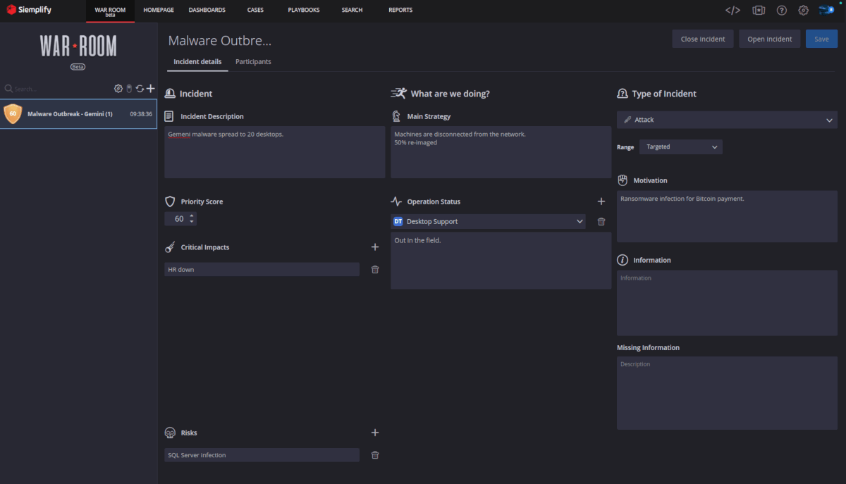 Siemplify SOAR Dashboard Siemplify SOAR Dashboard