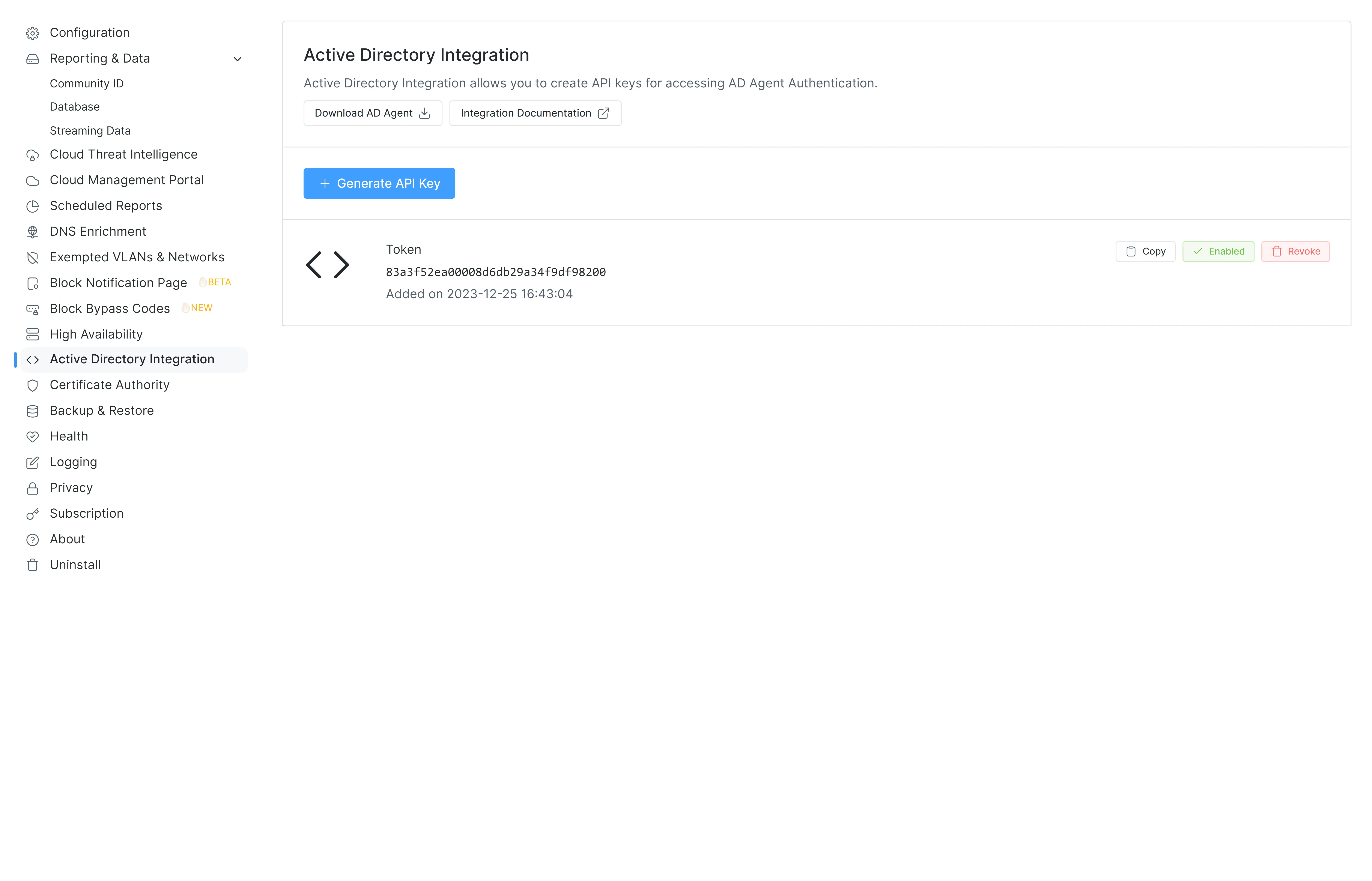 Zenarmor AD Agent Authentication Token List Zenarmor AD Agent Authentication Token List