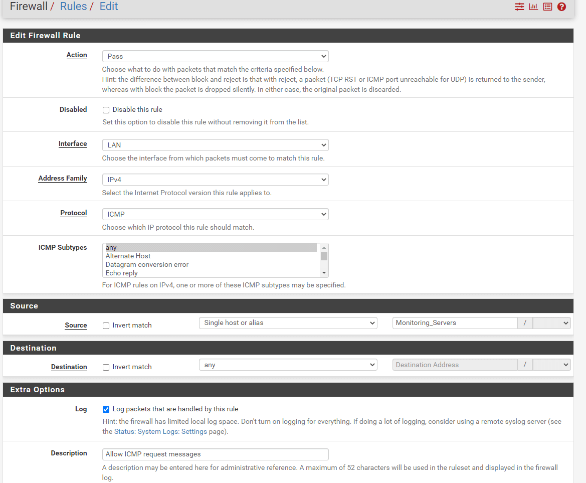 Allowing Monitoring servers for ICMP access Allowing Monitoring servers for ICMP access