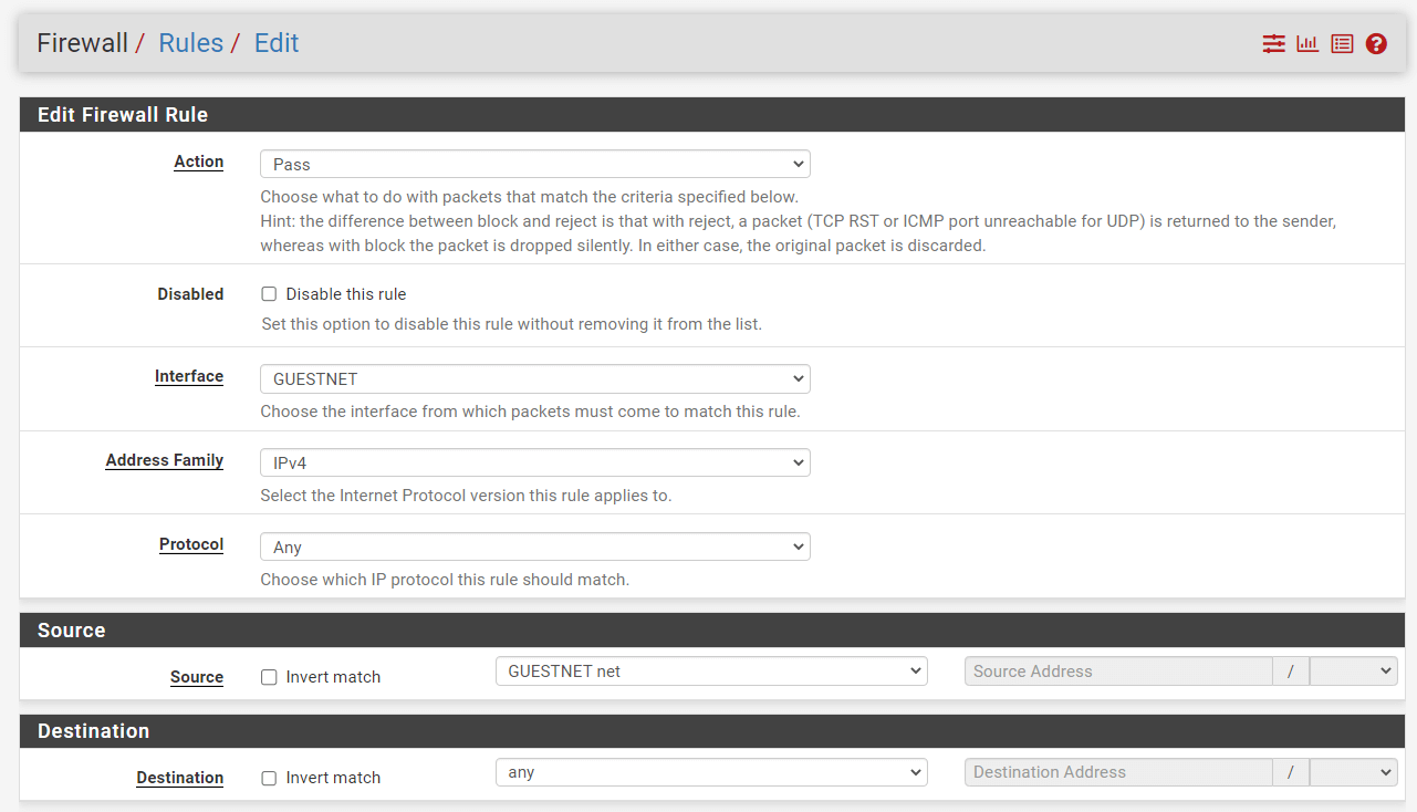 Adding Firewall Rule to Allow Internet access from GuestNet on pfSense Adding Firewall Rule to Allow Internet access from GuestNet on pfSense