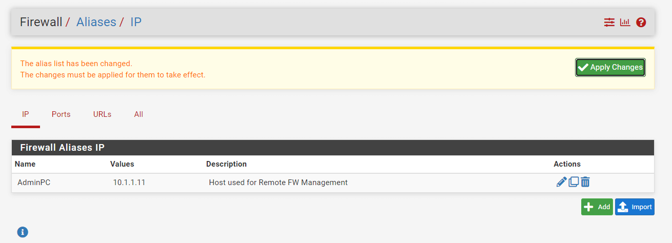 Applying Changes for IP Aliases on pfSens Applying Changes for IP Aliases on pfSens