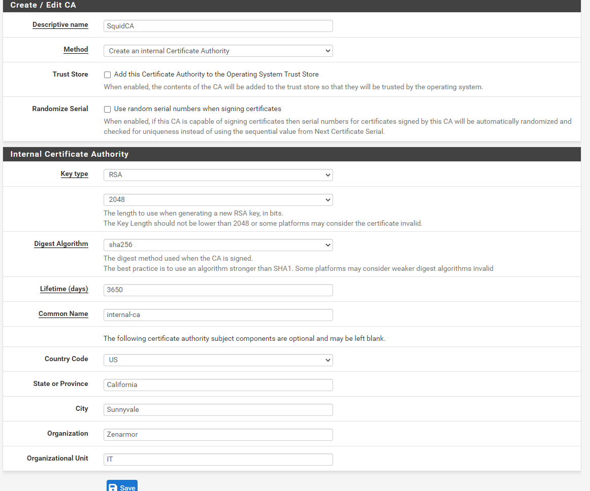 Adding new CA certificate on pfSense Adding new CA certificate on pfSense