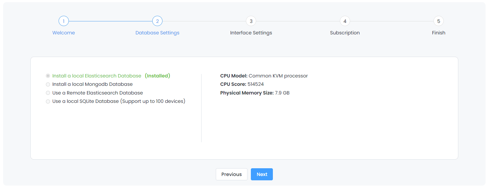 Installing Database Completed