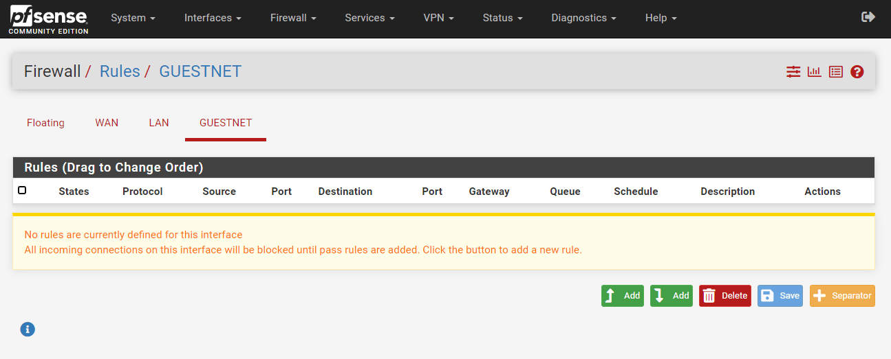 Defining Firewall Rules for GuestNet interface on pfSense Defining Firewall Rules for GuestNet interface on pfSense