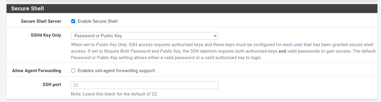Disabling Secure Shell on pfSense Disabling Secure Shell on pfSense