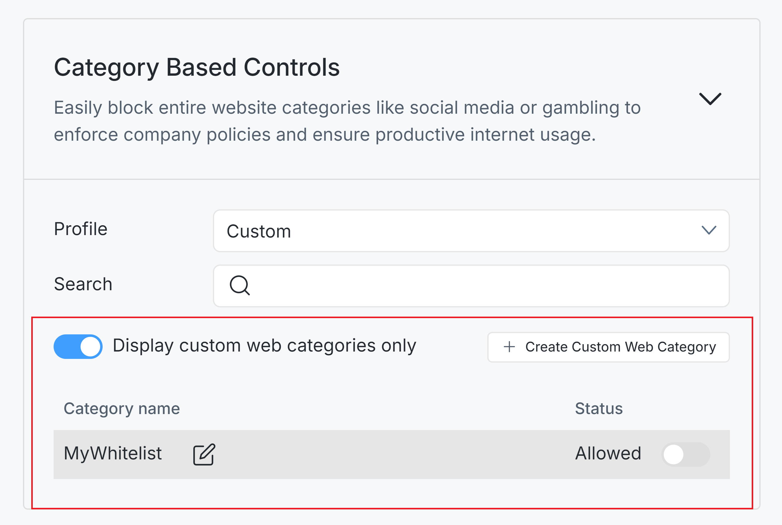 Editing a user-defined web category