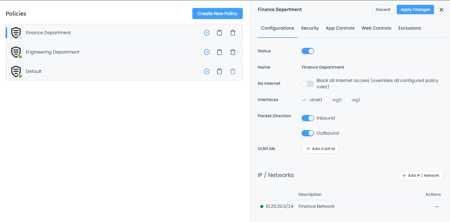 Editing a policy Editing a Policy