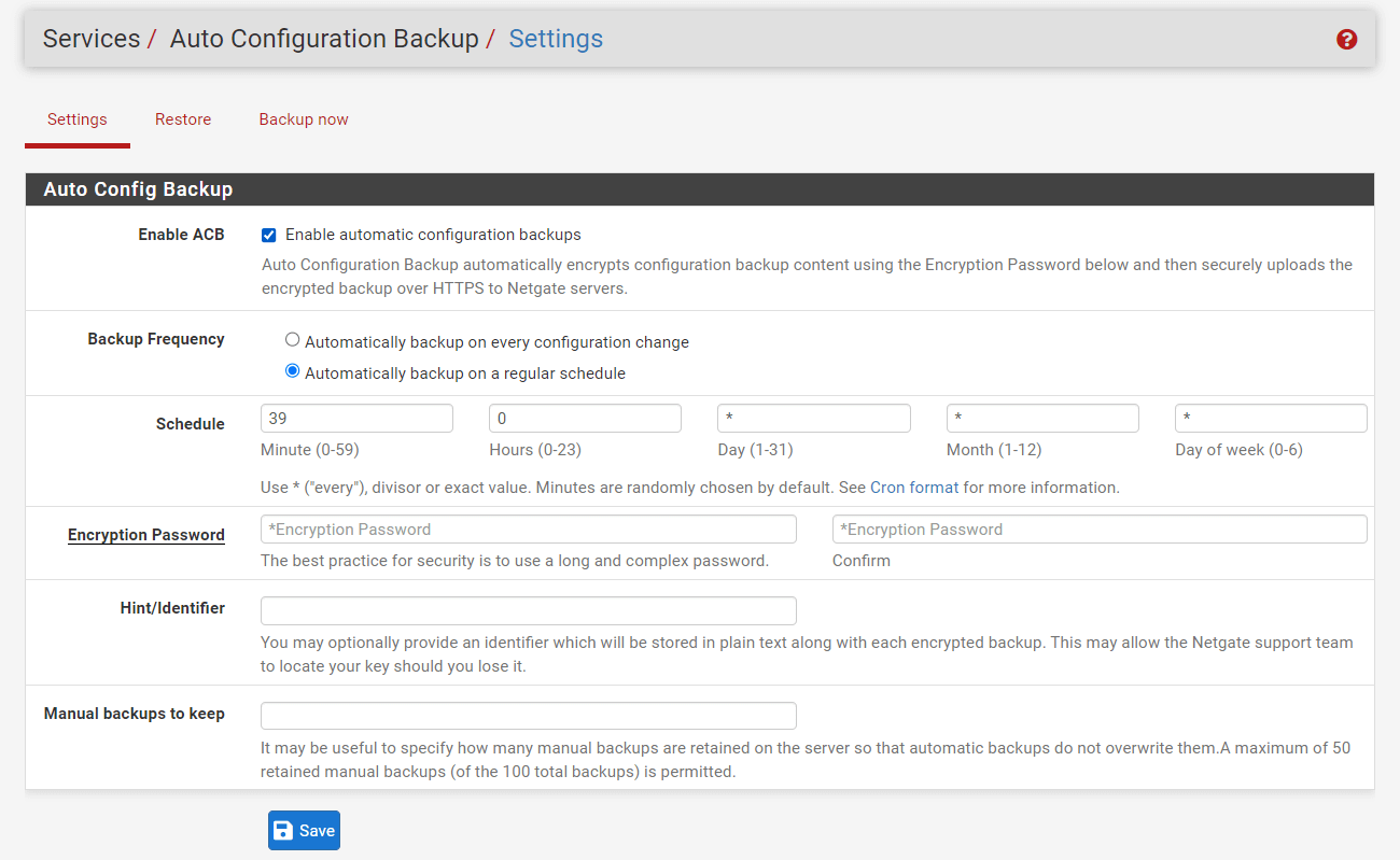 Configuring Auto Config Backup on pfSense Configuring Auto Config Backup on pfSense