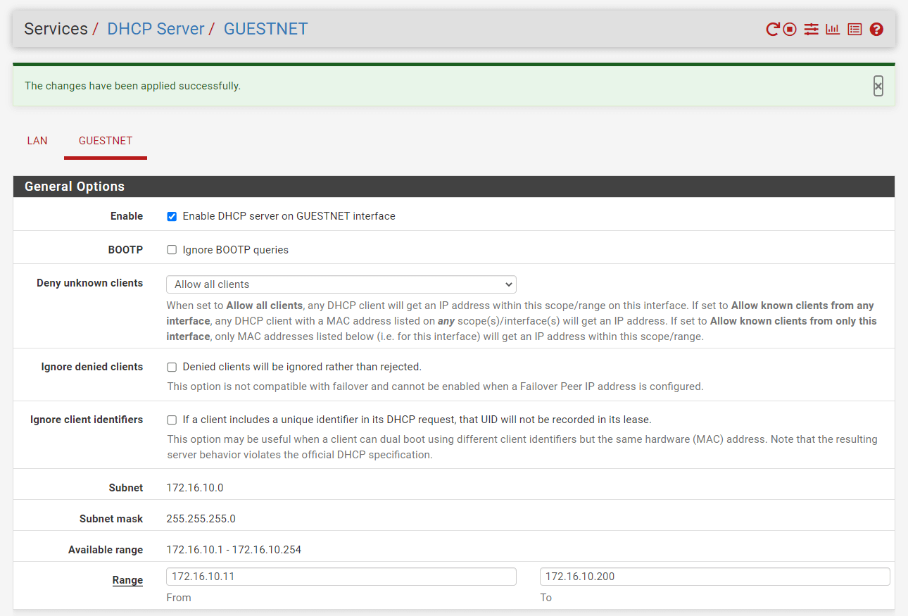 Enabling DHCP server for GuestNet interface on pfSense Enabling DHCP server for GuestNet interface on pfSense