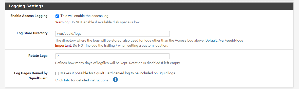 Enable Logging for Squid Proxy Service Enable Logging for Squid Proxy Service