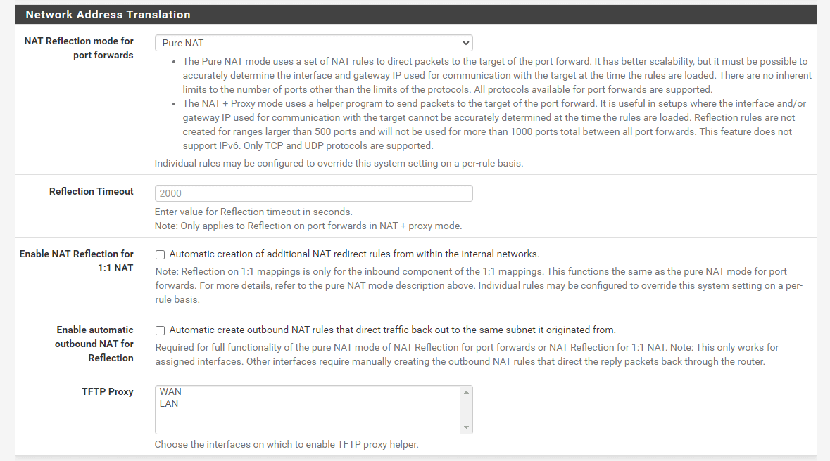 Enabling Reflection for port forwards Enabling Reflection for port forwards