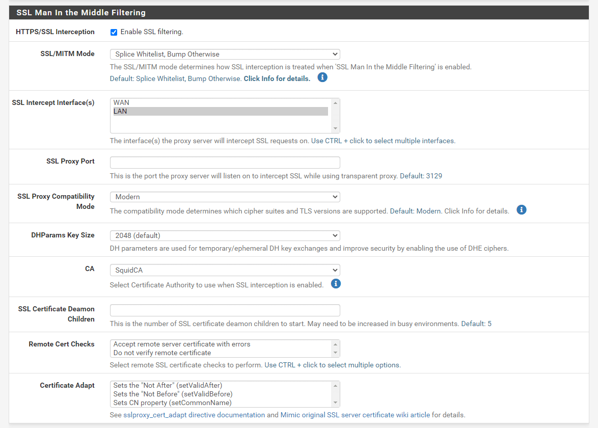 Enabling SSL filtering on pfSense Enabling SSL filtering on pfSense