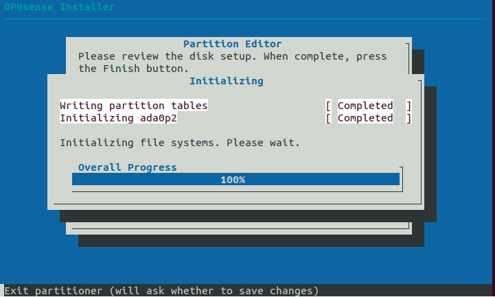 Initializing the disk. Initializing the disk.