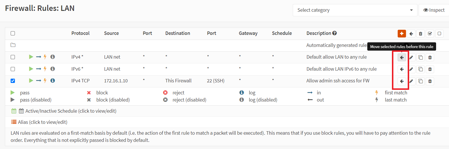 Moving selected rule to a specific position in the rule list Moving selected rule to a specific position in the rule list