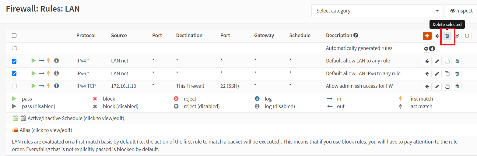 Deleting multiple firewall rules Deleting multiple firewall rules