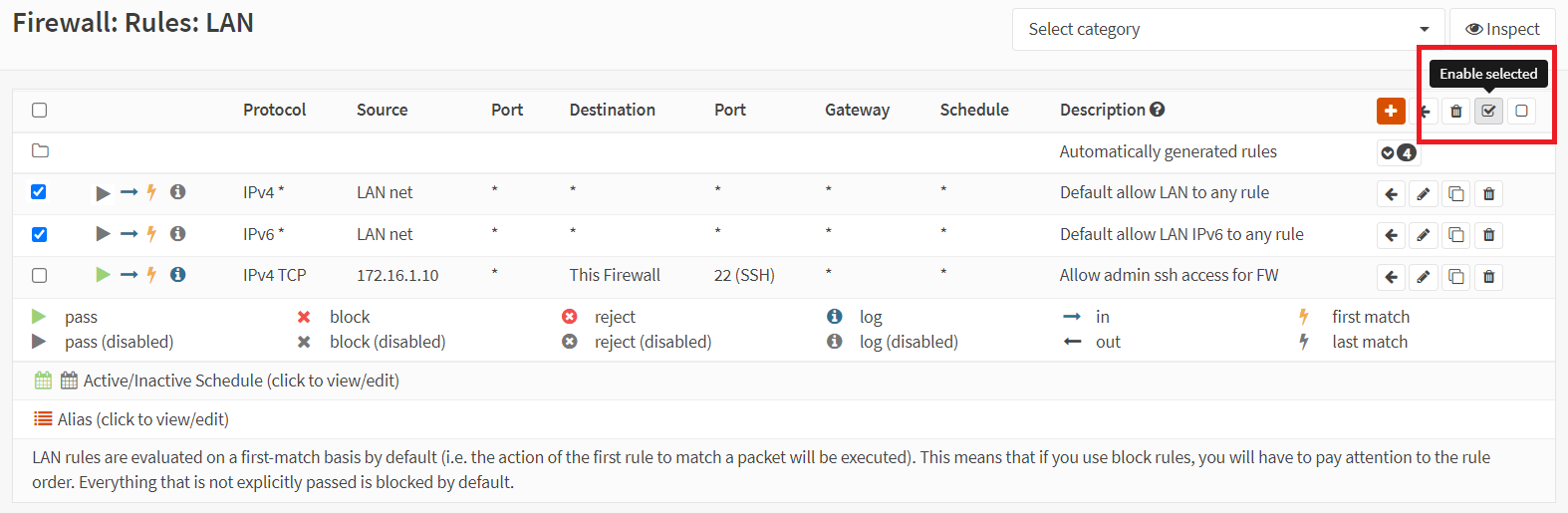 Enabling multiple firewall rules Enabling multiple firewall rules