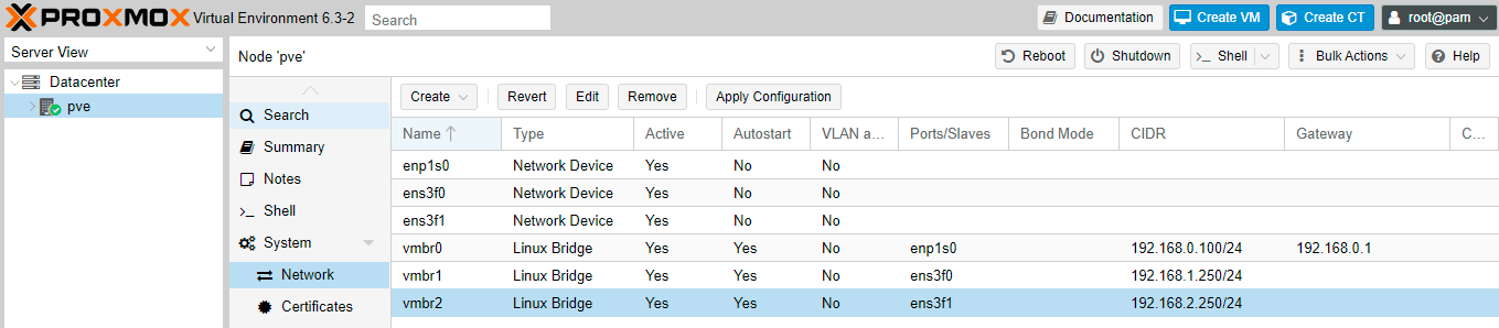 Viewing network devices on Proxmox Viewing network devices on Proxmox