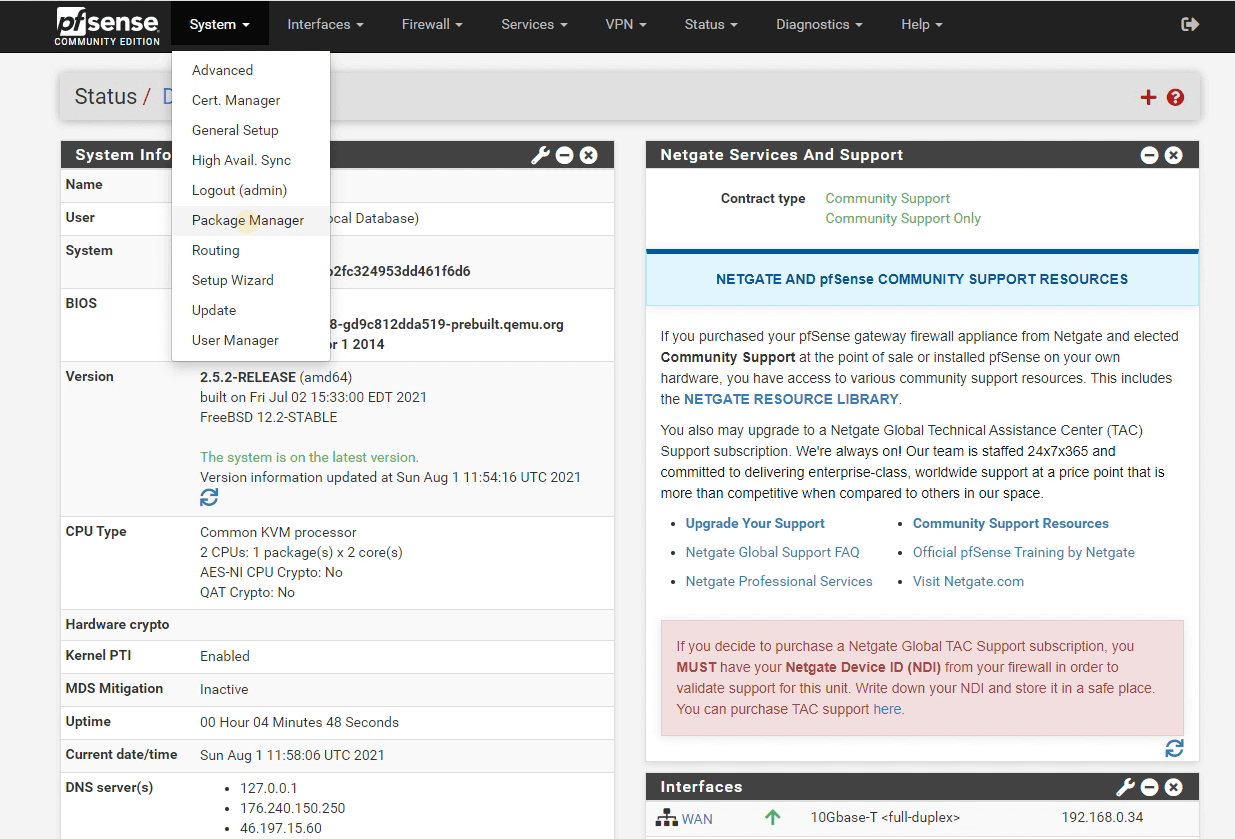 Accessing Package Manager on pfSense® Software CE GUI Accessing Package Manager on pfSense® Software CE GUI