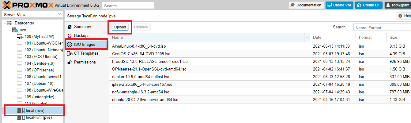 Uploading OPNsense ISO image to Proxmox node Uploading OPNsense ISO image to Proxmox node