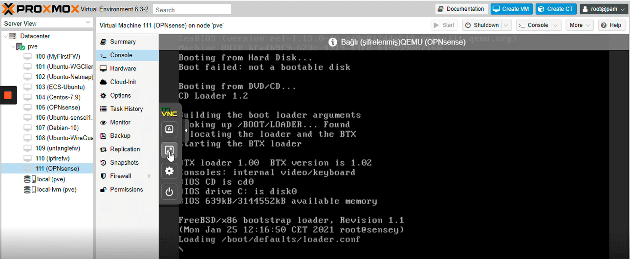 Connecting OPNsense VM console on Proxmox Connecting OPNsense VM console on Proxmox