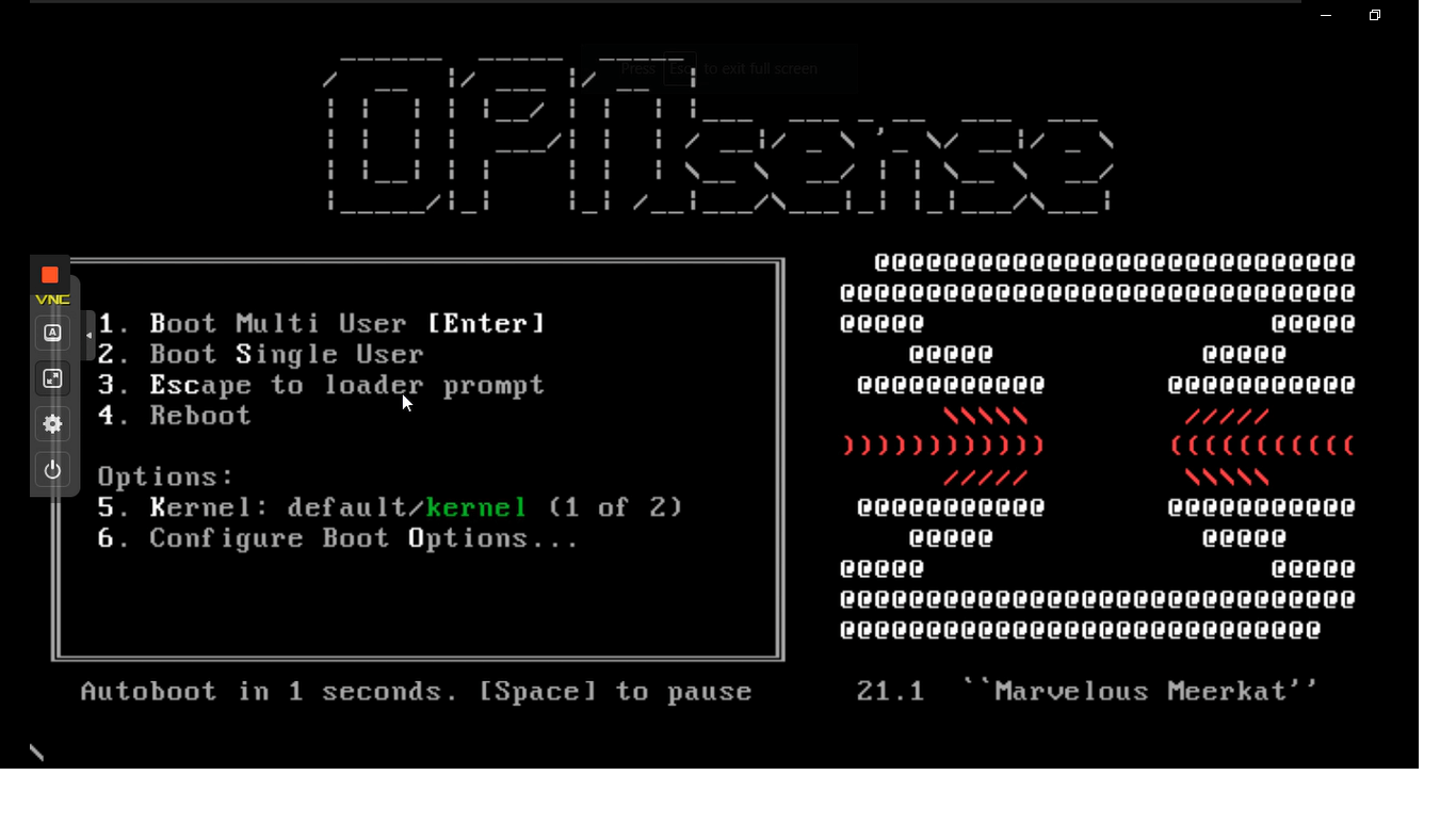 OPNsense boot menu OPNsense boot menu