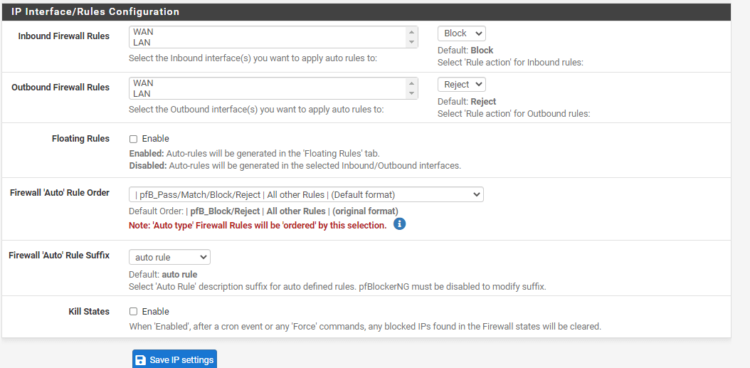 IP Interface/Rules Configuration on pfBlockerNG IP Interface/Rules Configuration on pfBlockerNG