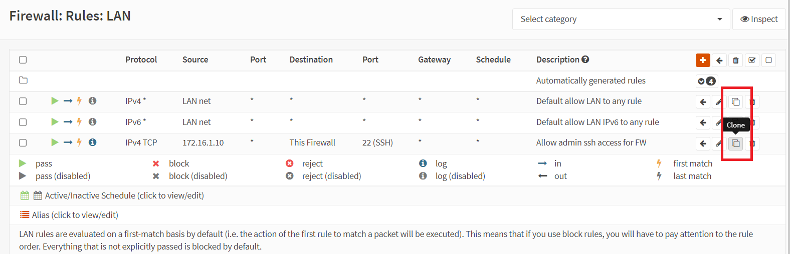 Cloning a firewall rule Cloning a firewall rule