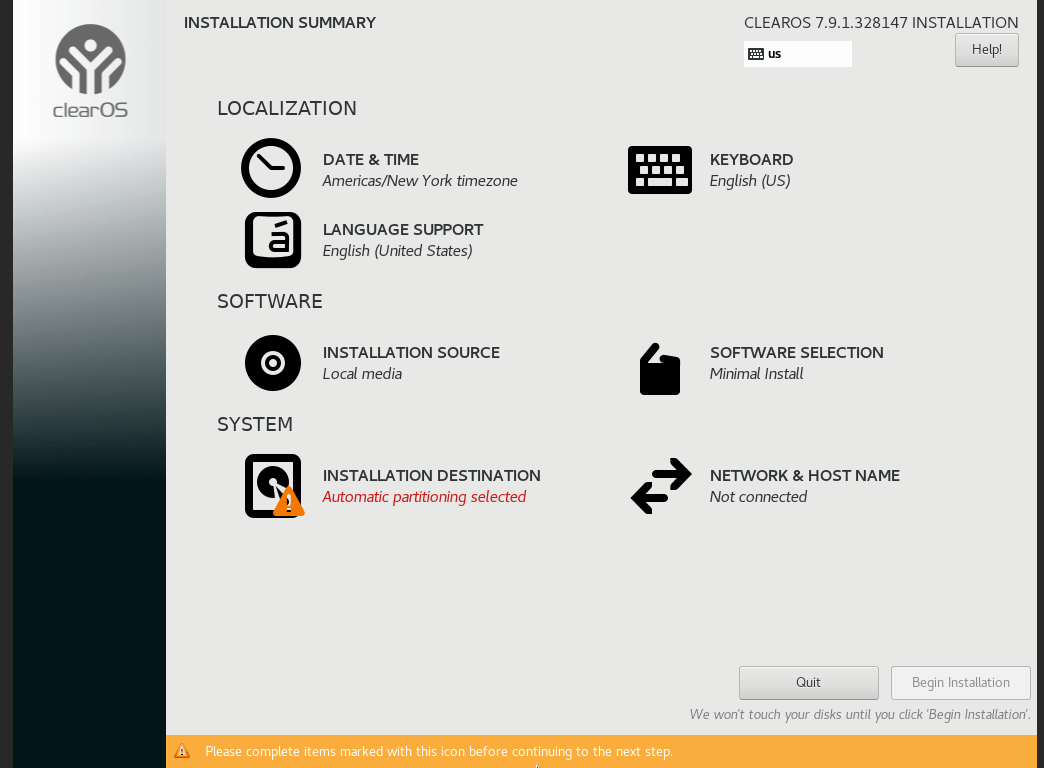 Installation Summary window