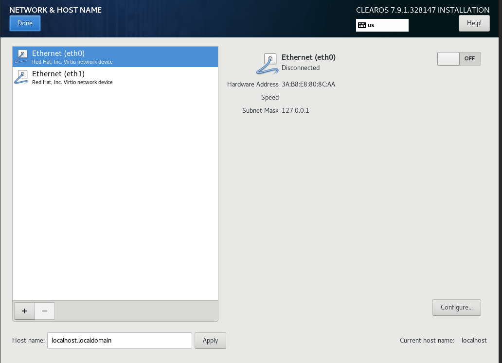 Setting network and hostname for ClearOS Setting network and hostname for ClearOS