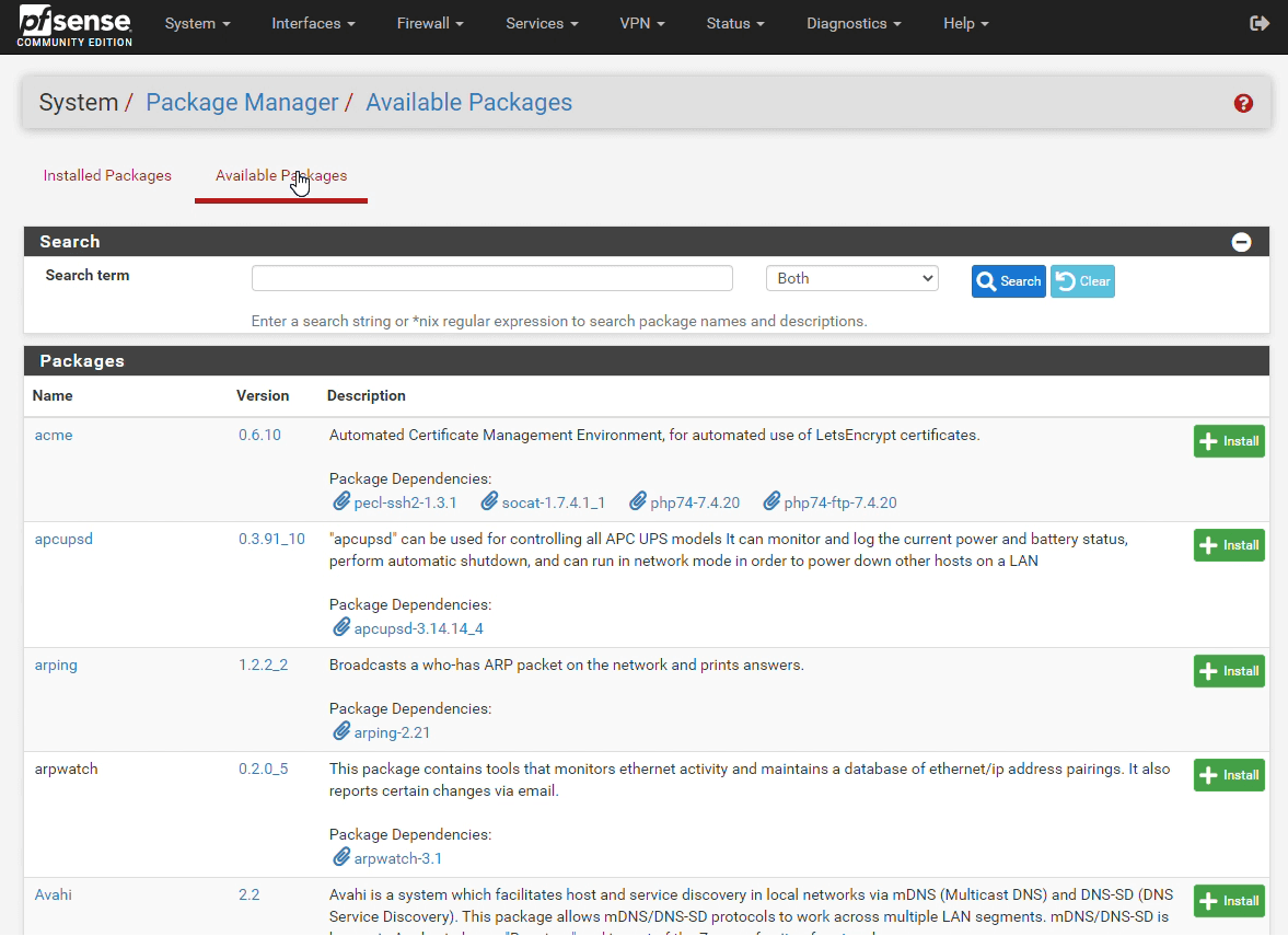 Accessing Available Packages on pfSense® Software CE GUI Accessing Available Packages on pfSense® Software CE GUI