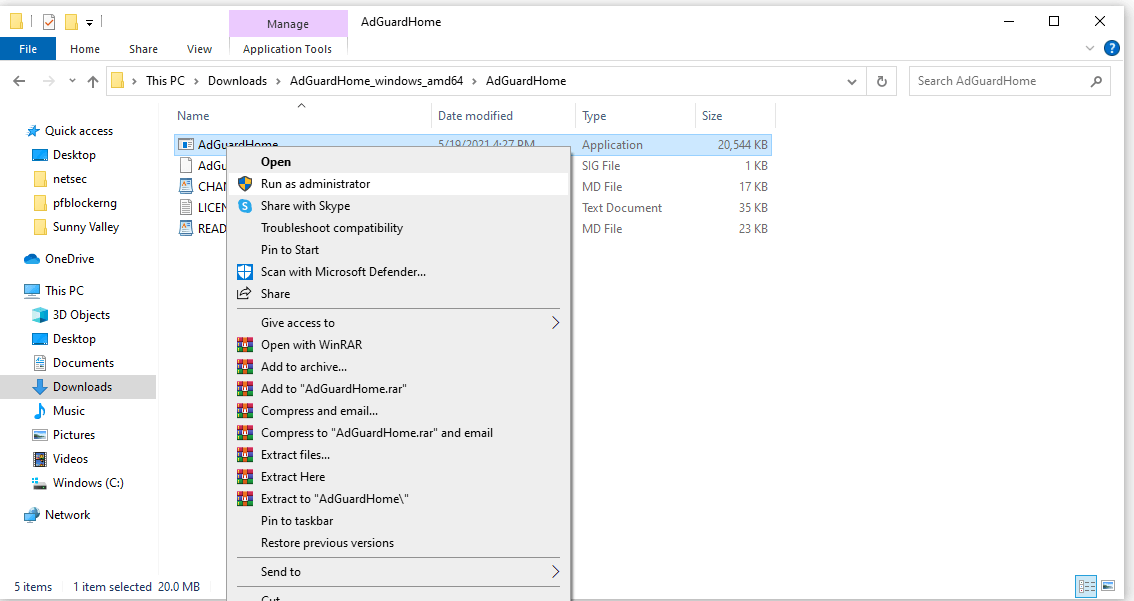Installing AdGuard Home as administrator on Windows Installing AdGuard Home as administrator on Windows