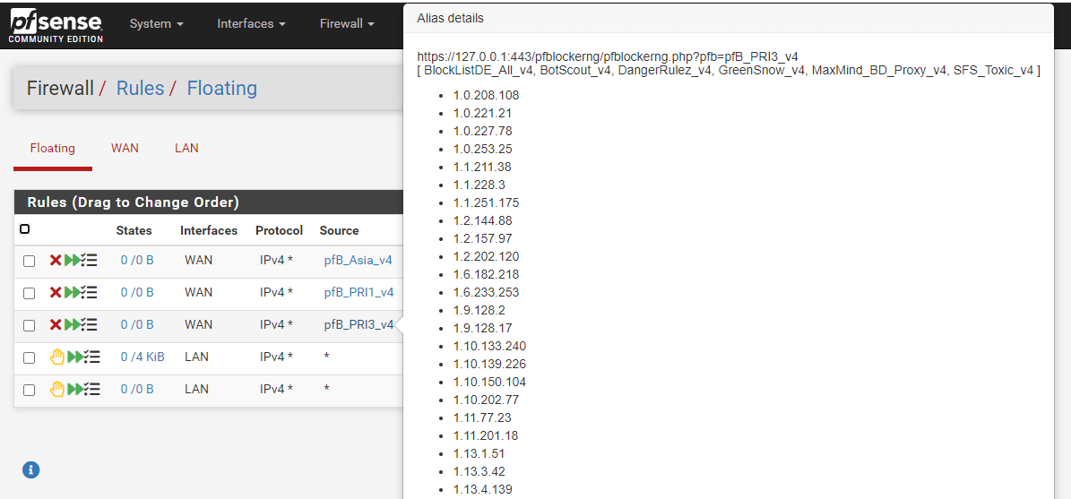 Viewing IPv4 PRI3 alias details Viewing IPv4 PRI3 alias details